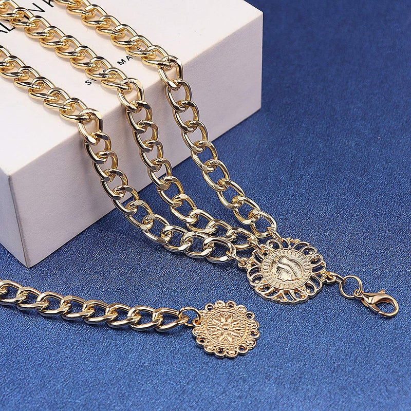 Suyi Gold Chain Belts for Women Waist Chain Belt Multilayer Body Belly Chain Plus Size 130CM Gold - Image 3